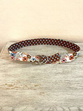 Belly Loops Fabric Belt Floral Dot Multi Brown Blue